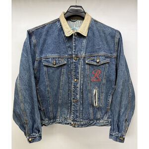 Vtg UNION BAY Denim Jean Jacket Mens Medium Rugged Wear Grunge Trucker Rainer